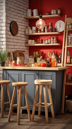 Beautiful red kitchen UHD wallpaperの素材