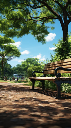 Beanch in sunny park UHD wallpaperの素材