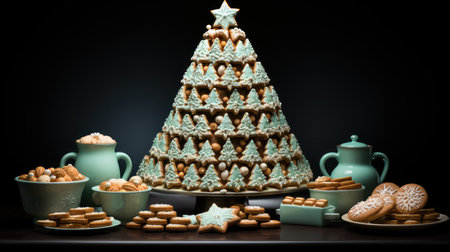 A christmis tree made of gingerbread and cookies.UHD wallpaperの素材
