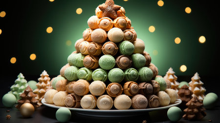 A christmis tree made of gingerbread and cookies.UHD wallpaperの素材