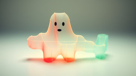 3d cute ghost made with AI UHD wallpaperの素材