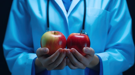 An apple in the docotor hand UHD wallpaperの素材