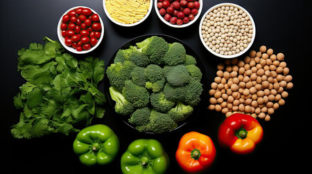 Flat lay frame of greens broccoli UHD wallpaperの素材