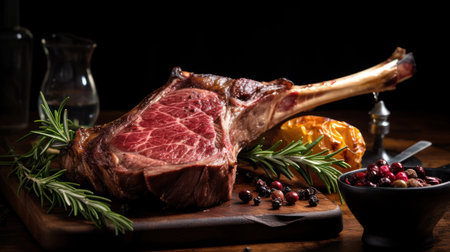 Fresh steak on old board UHD wallpaperの素材
