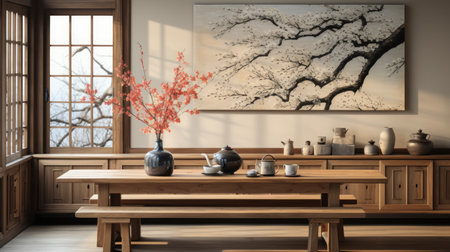 A home with wooden chair and table UHD wallpaperの素材