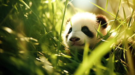 Giant panda copy space 3D photo realistic UHD Wallpaperの素材