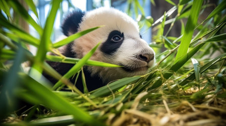 Giant panda copy space 3D photo realistic UHD Wallpaperの素材