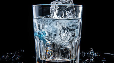 glass filled with cold water and an icecube UHD Wallpaperの素材