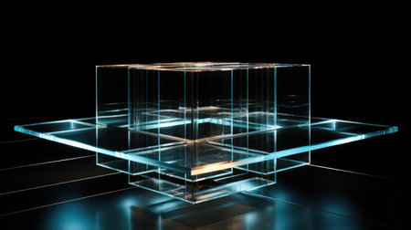 glass podium on black background UHD Wallpaperの素材