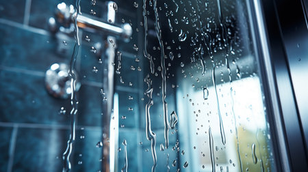 Glass shower screen copy space 3D photo UHD Wallpaperの素材