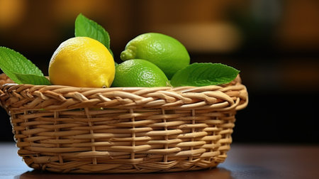 green lemon in basket UHD Wallpaperの素材