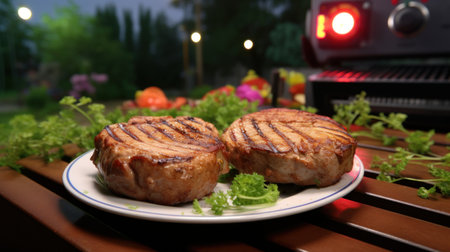 Grill Pork Chops steaks realistic 3d UHD Wallpaperの素材