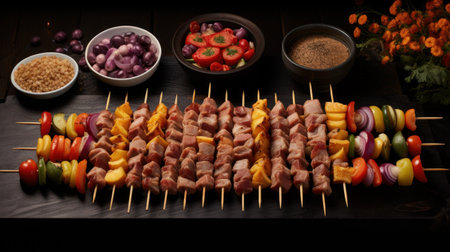 Grilled meat skewers kebab shish kebab UHD Wallpaper Wallpaperの素材