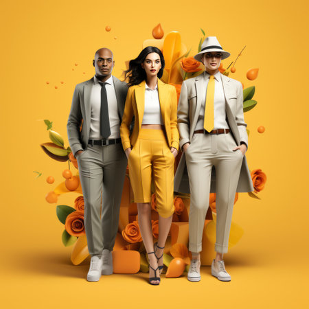 Group of diverse business people on Yellow Background UHD Wallpaperの素材