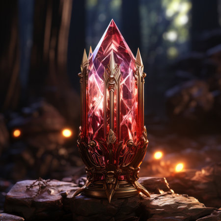 A large red luminous crystal UHD wallpaperの素材
