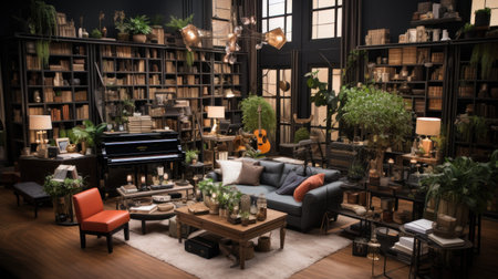 A living room decorated in neutral shades .UHD wallpaperの素材