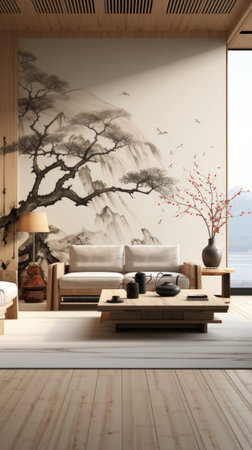 living room decorated with modren  (UHD Wallpaper)の素材