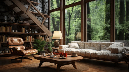 living room decorated with modren  (UHD Wallpaper)の素材