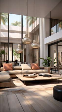 living room decorated with modren  (UHD Wallpaper)の素材