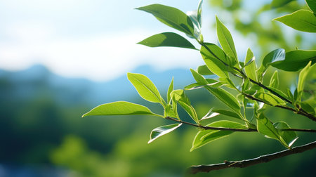 green leaves copy space 3D photo UHD Wallpaperの素材