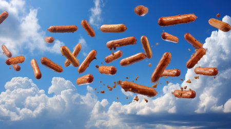 Fresh sausage falling UHD wallpaperの素材