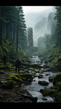 Forest with a creek UHD wallpaperの素材