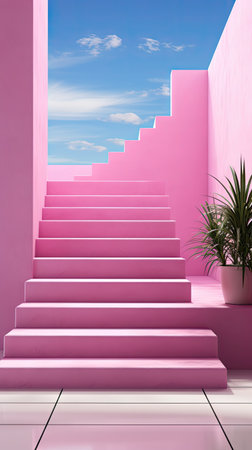 Pink sand and pink wall and stairs UHD wallpaperの素材