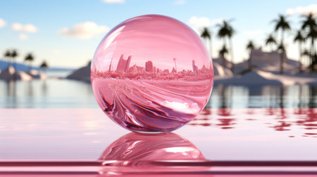 Pink sand and pink wall and stairs UHD wallpaperの素材