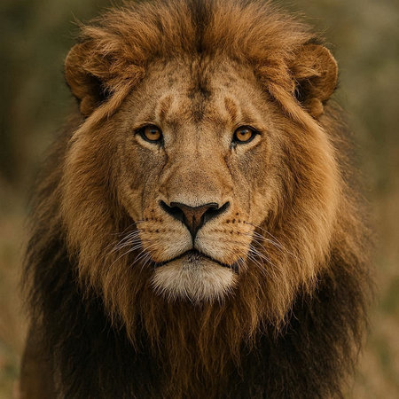 Portrait of a male lion (Panthera leo)