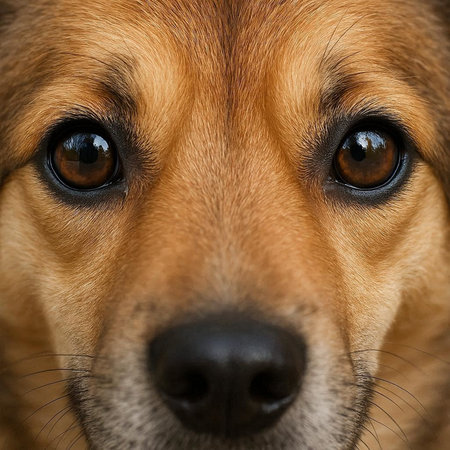 Close up of a dog's eyes. Shallow depth of field.