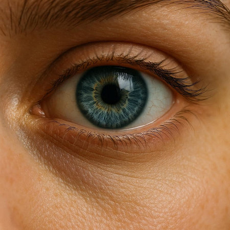 Close-up of a woman's blue eye. Macro shot.