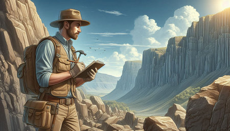 Explorer with a map in his hand. 3d illustration.