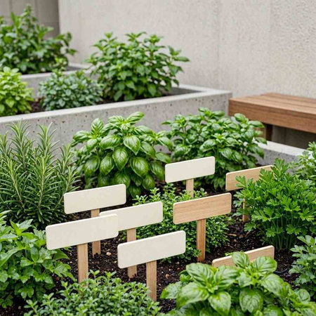 Miniature garden with fresh basil, parsley and other herbs.