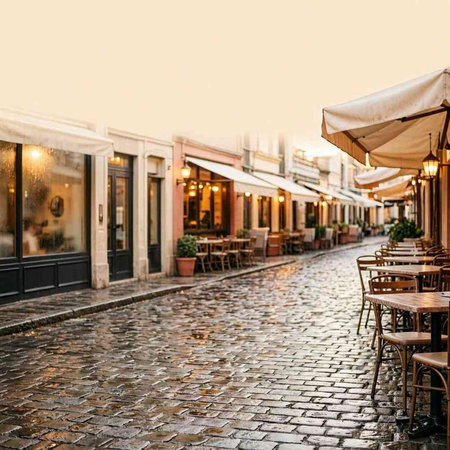Street cafe in the old town of Rethymno, Crete, Greece