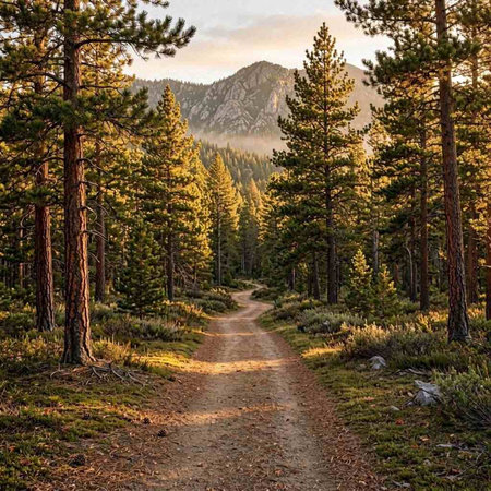 Hiking trail in the Sierra Nevada mountains, California, USA.