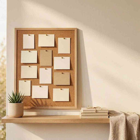 Mockup cork board with empty notes on the wall. 3d rendering