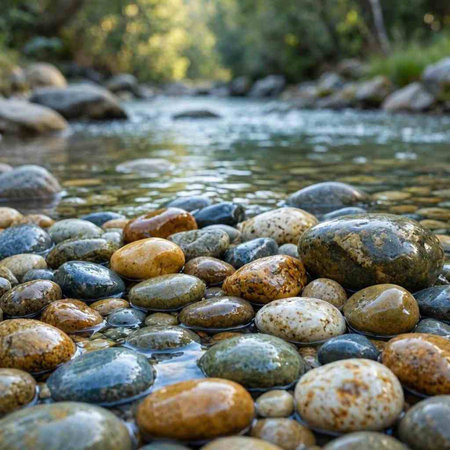 Pebbles in a river in the mountains of Andalusia