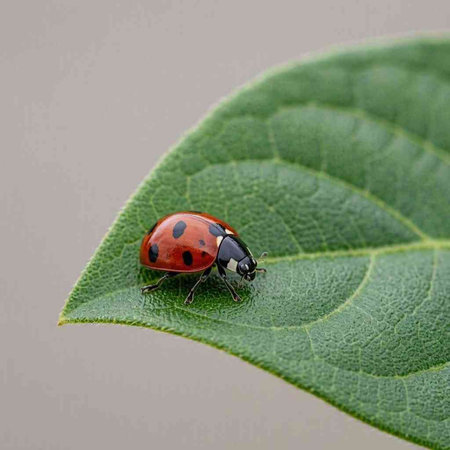 ladybug on a green leaf. ladybug on a green leaf