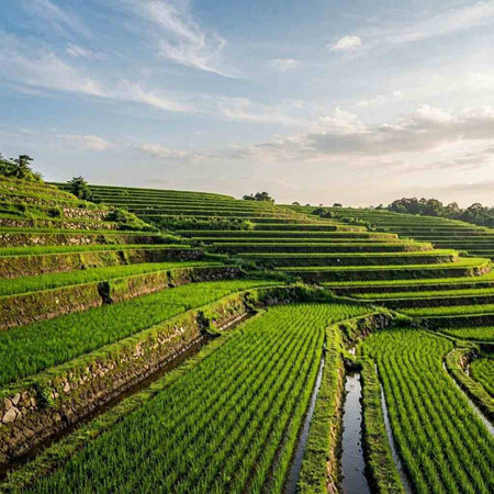 Rice fields on terraced of Bali island, Indonesia.