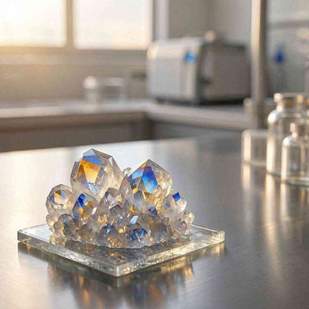 Diamonds on the table in the laboratory. Jewelry industry.