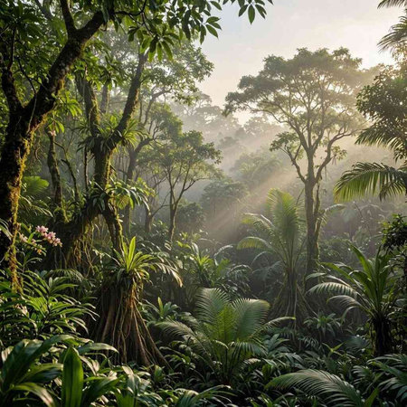 Morning in the tropical rainforest of Costa Rica, Central America.