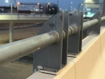 Flyover Handrail above concrete Barrier using structural steel Plate and Pipe for additional...