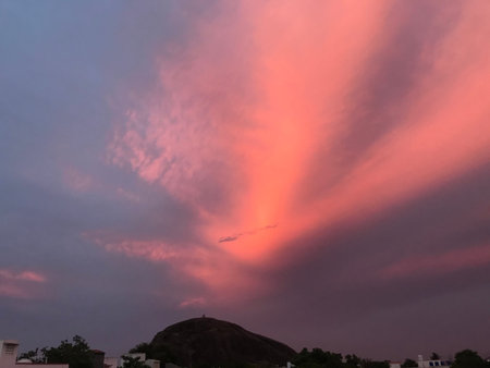 Evening sunset cloudy nature with Red and Blue background is suitable for wallpaper or Desktop...