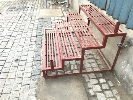 prefabricated structural steel staircase using channels angles and frames of galvanized steel which properly welded used as temporary steps