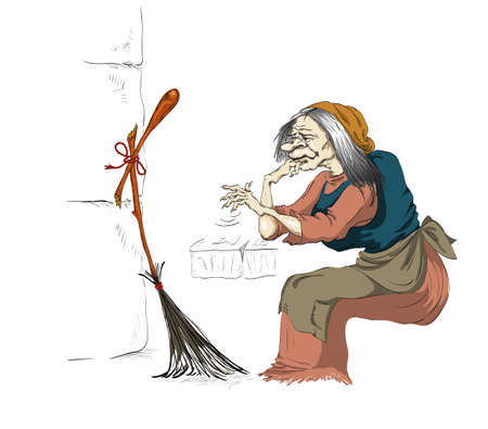 broom broke for a witchのイラスト素材