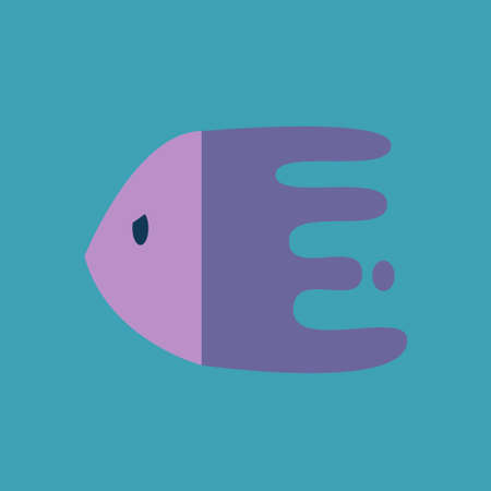 purple sea fish logo blue backgroundのイラスト素材