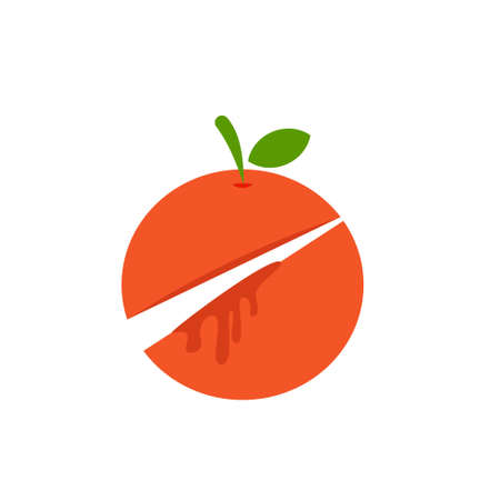 cut orange logo isolated on whiteのイラスト素材