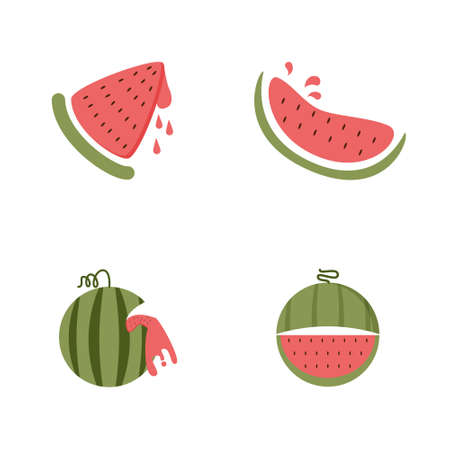 white background watermelon logo setのイラスト素材