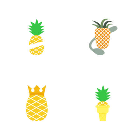 pineapple logo collection on white backgroundのイラスト素材