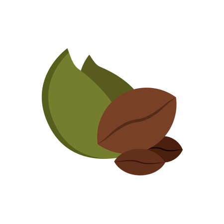 white isolated coffee leaf logoのイラスト素材